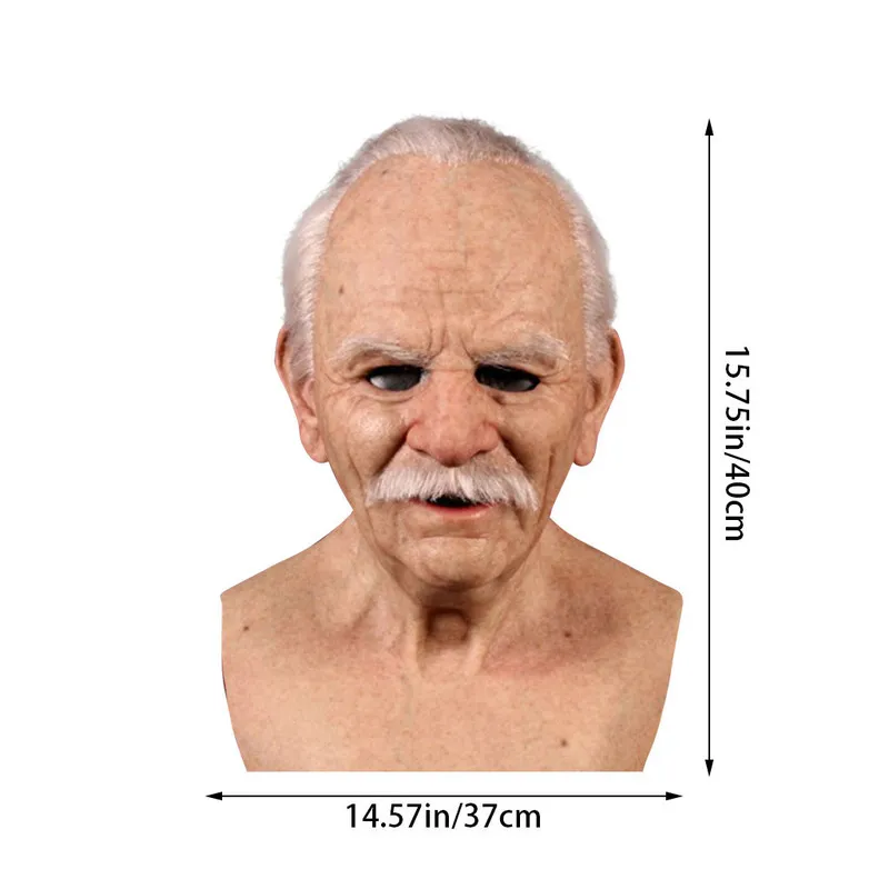 Old Man Scary Mask Cosplay Full Head Latex Mask Halloween Horror Funny Cosplay Party Mask Old Man Head Helmet Real Masks 220812