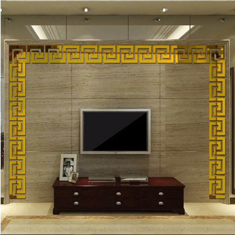 1 conjunto 5-20cm linha de cintura espelho adesivo DIY moderno acrílico adesivos de parede para sala de estar decoração de casa cair 220419