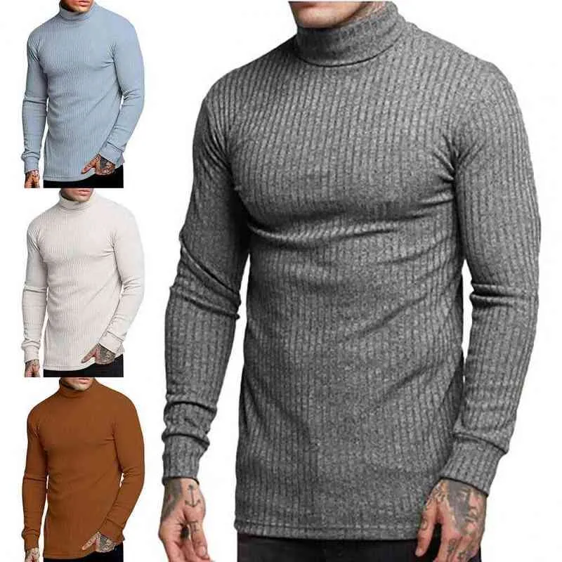 Kolor stały kolorowy Top Men Koszula Zimowa połowa kołnierza Slim Fit T-shirty Mężczyzn termiczny Top L220704