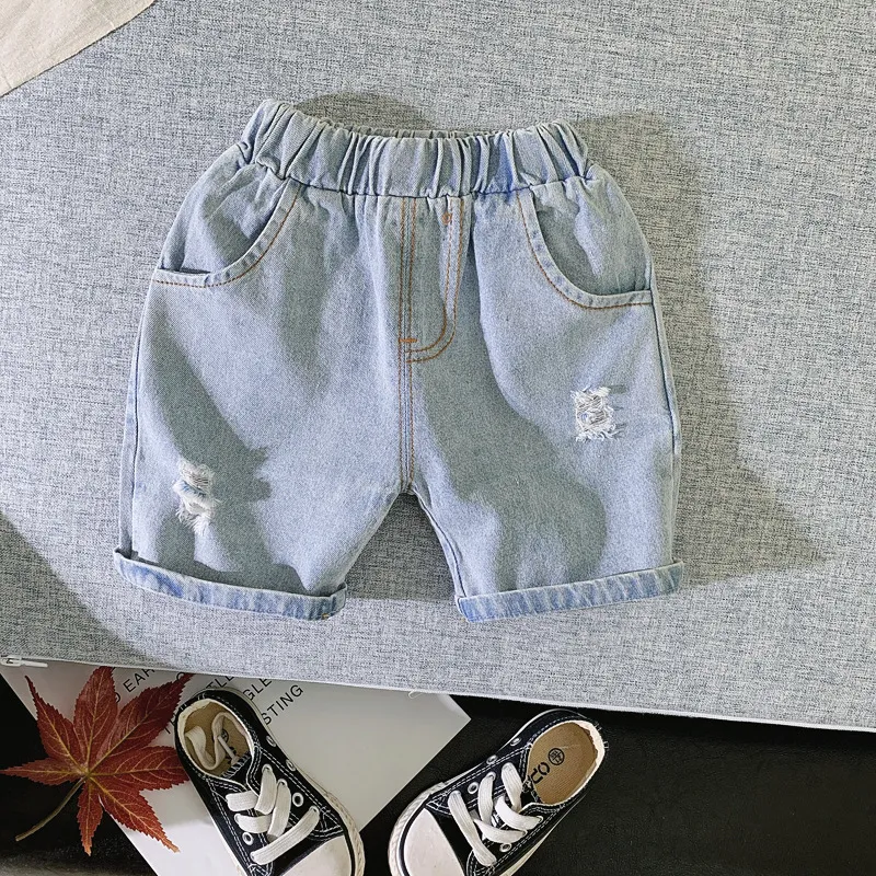 Summer Born Boys Girls Clothes Outfits Set Pullover Loose Tshirt Denim Shorts Suits For Baby 1st Birthday Clothing Set 220607