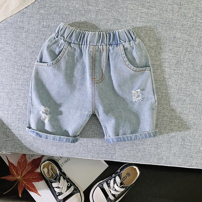 Été né garçons filles vêtements tenues ensembles pull lâche t-shirt denim shorts costumes pour bébé 1er anniversaire vêtements ensemble 220607