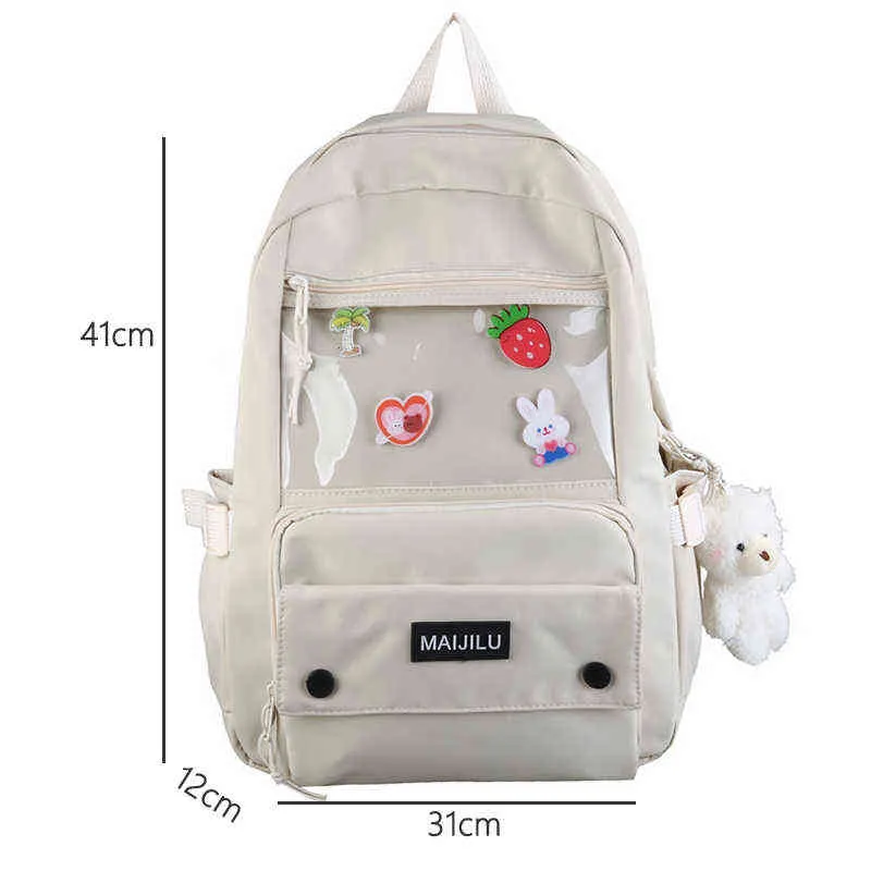 Backpack Cute Teenage Student School Bags for Girls Backpacks Women Nylon Schoolbag Transparent Design New 220628