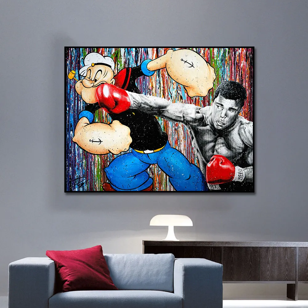 Modern Graffiti Art Boxing Match Canvas Painting Poster Print Wall Art Picture For Living Room Home Decor Frameless