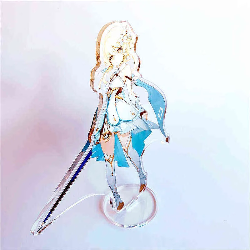 Genshin Impact Ornamenti acrilici Zhongli Xiao Stand Carte Anime Gioco Action Figure Modello Piastra Decorazione da scrivania Fan in piedi Regali AA220318