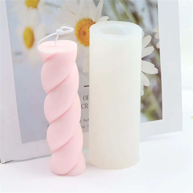 DIY Full Twisted Candle Silicone Mold Ritbed Spiral diminui moldes para jantar romântico Decoração de casa de casamento 220611