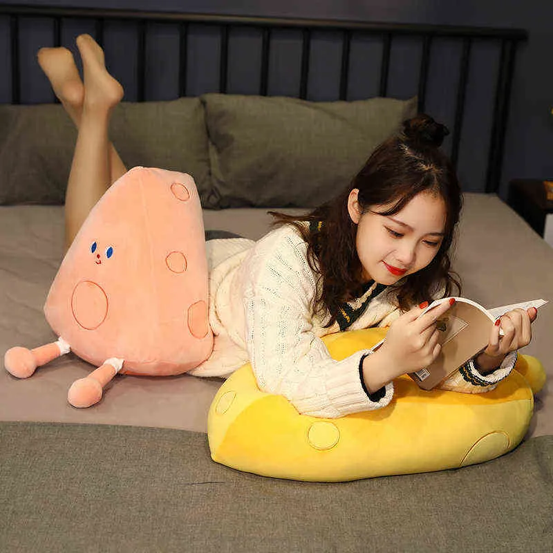 Cm Kawaii Cheese Cake Plush Toy Creative Food Pillow With Blanket For Girls Sofa stuffed Cute Birthday Gifts J220704