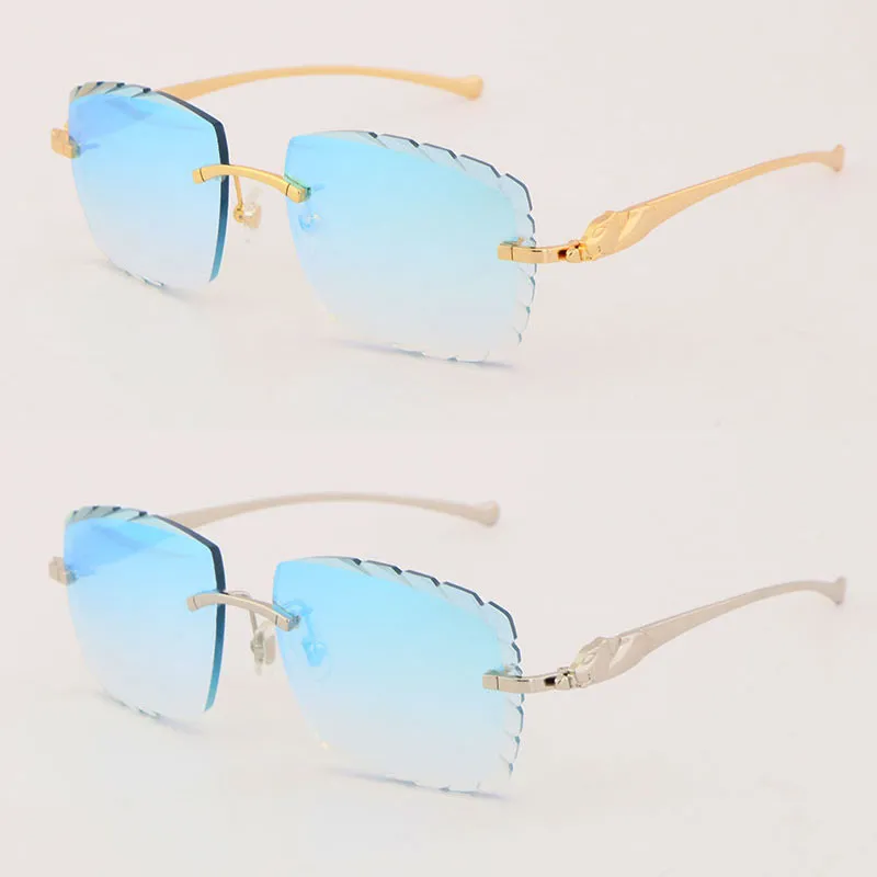 Selling Metal Rimless Leopard Series Sunglasses 3524012 Unique Oversized Shapes Large Square Gradient Lenses Surround Eyewear C De2663