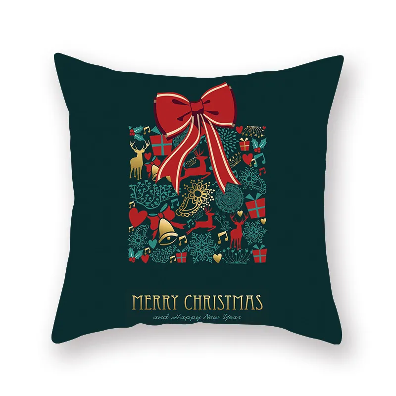 Boże Narodzenie Czerwona Zielona Poduszka Pokrywa Xmas Tree Elk Printing Pholowcase Peach Skin Pillow Poduszka Poduszka Dekoracja sofy domowej BH7225 TY5598777