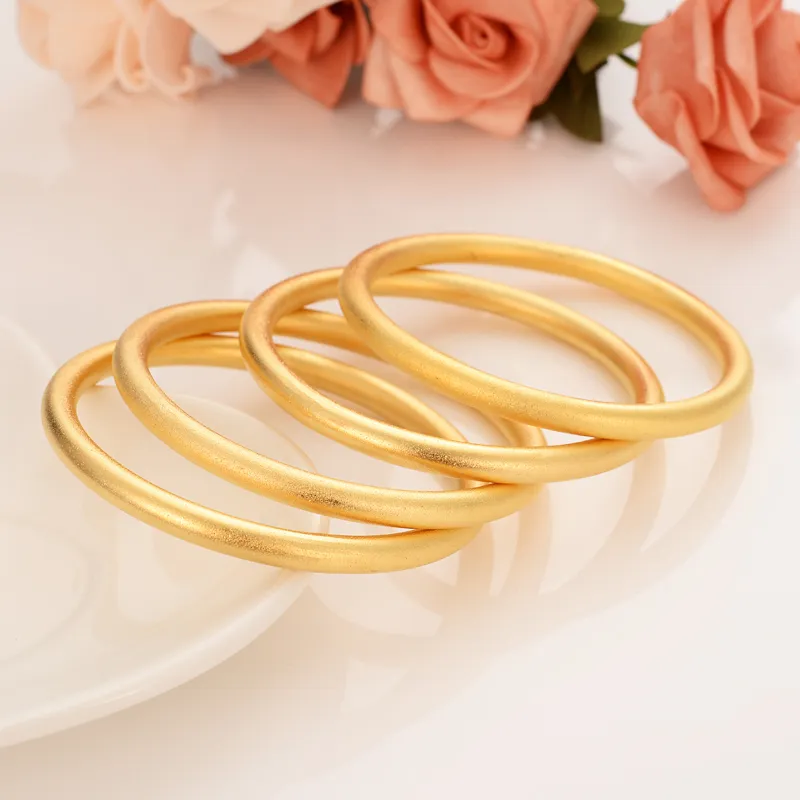 24K 65mm Gold Dubai Bangle Armband Africa Arab Party Assemble Wholesale Fashion Dubai Abrasive Blasting Bangle Jewelry 220726