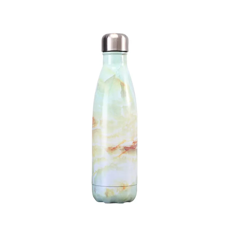 سلسلة الرخام المخصصة زجاجة الزجاجة الفراغات الفولاذ المقاوم للصدأ زجاجة مياه من الفولاذ المقاوم للصدأ لشرب الكؤوس الرياضية 500 مل 220621