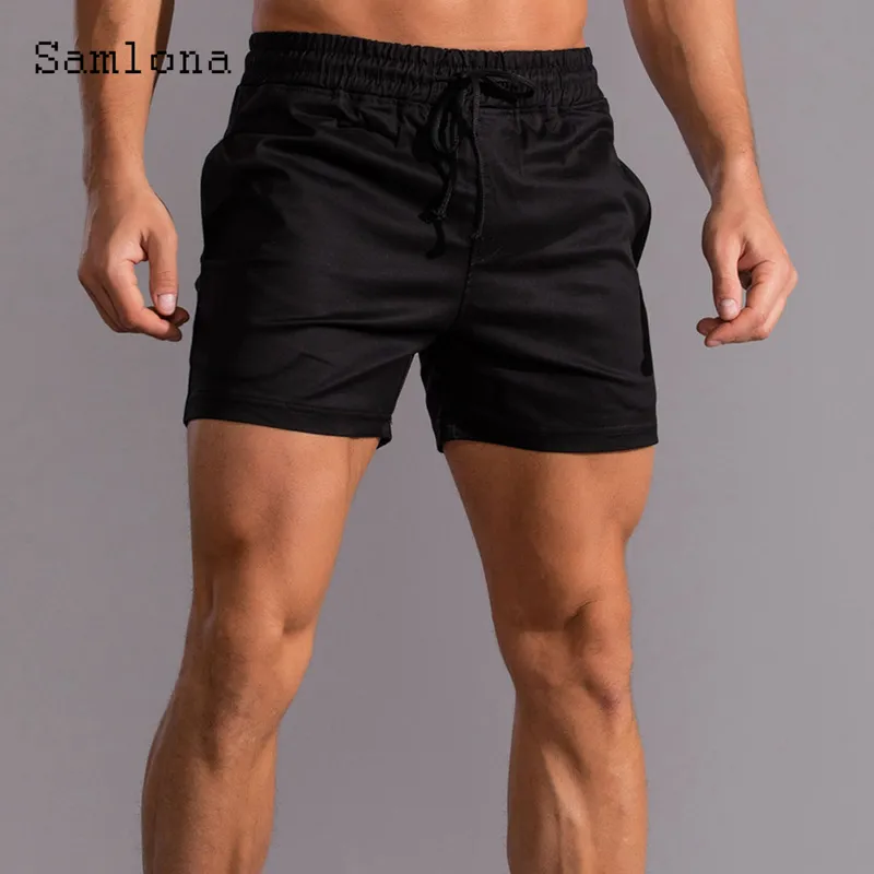 Män s casual shorts sexig fritid korta byxor grön svart lapptäcke snörning pocket sommar mode strand man kläder 220715