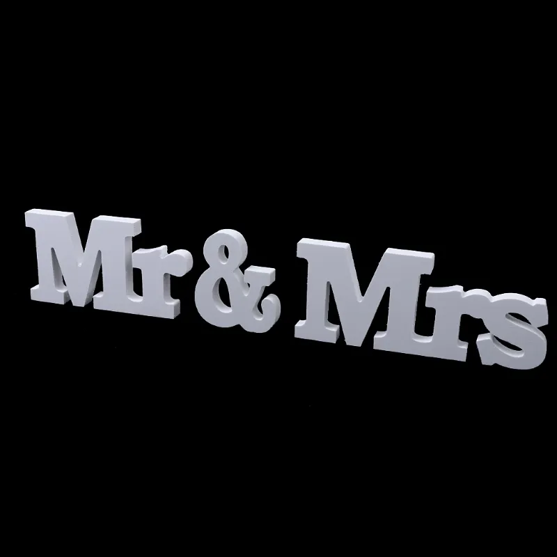 Décoration de mariage Mr Mrs, lettres en bois blanches, signe pour décor de Table en cœur, 0614