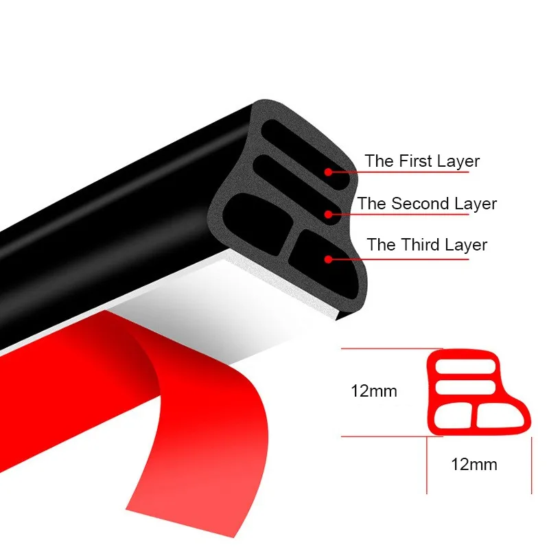 Auto Door Rubber Tätning Remsa Dubbelskikt L-typ Tätning Lim klistermärken Bullerisolering WeathersTrip Car Interiör Tillbehör