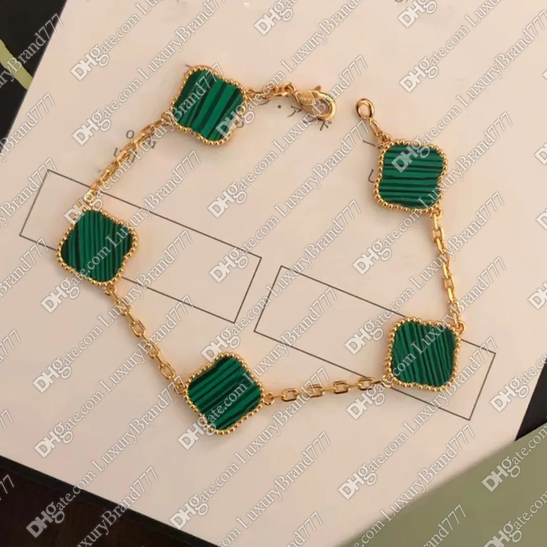 Pulsera de mujer clásica de moda 4 pulsera de joyería con dije de trébol de cuatro hojas elegante de oro de 18 quilates concha de ágata perla madre e hija Co304y