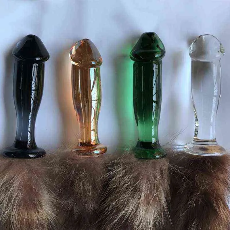 Erotica Anal Toys Crystal Glass Tail Fox Plug Sex Toy Dog Dilator Butt Adult Games Cosplay Men Women Masturbation 220507