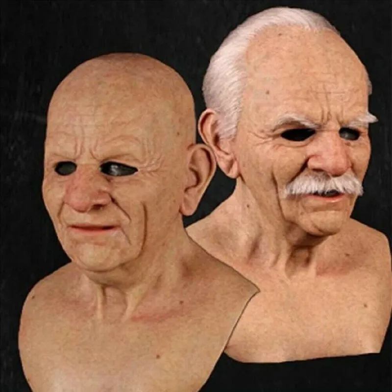ラテックスの老人マスク男性コスプレ衣装変装リアルなマスク再利用可能なハロウィーン怖い面白いパーティー小道具2207041076298