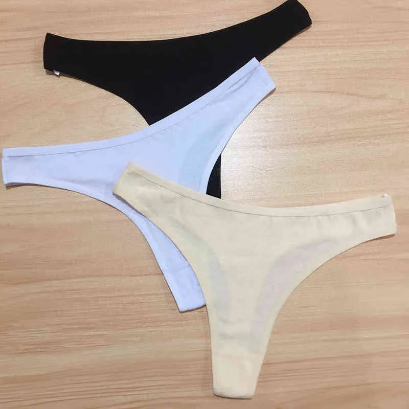 One Suit Ladies Thong Briefs Women G Strings Sexy Lingerie Big Size Cotton Underwear Female Panties Solid Tanga mujer L220803