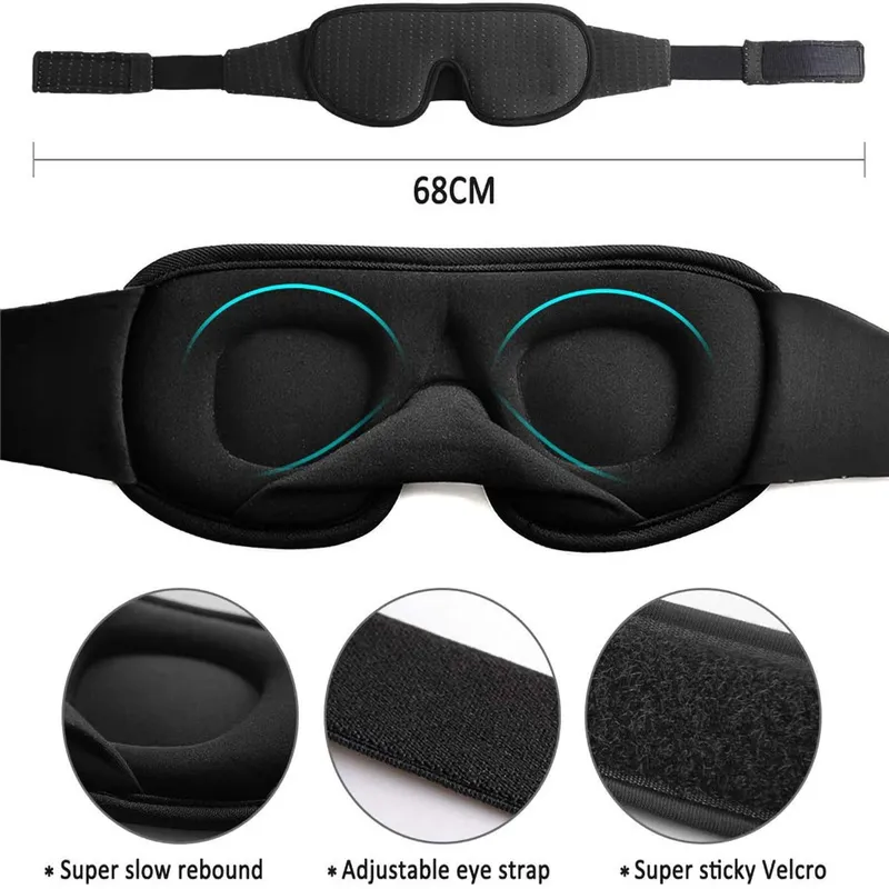 3D Máscara para dormir Bloco para fora Máscara de sono macio e acolchoada para olhos SlaapMasker Somb