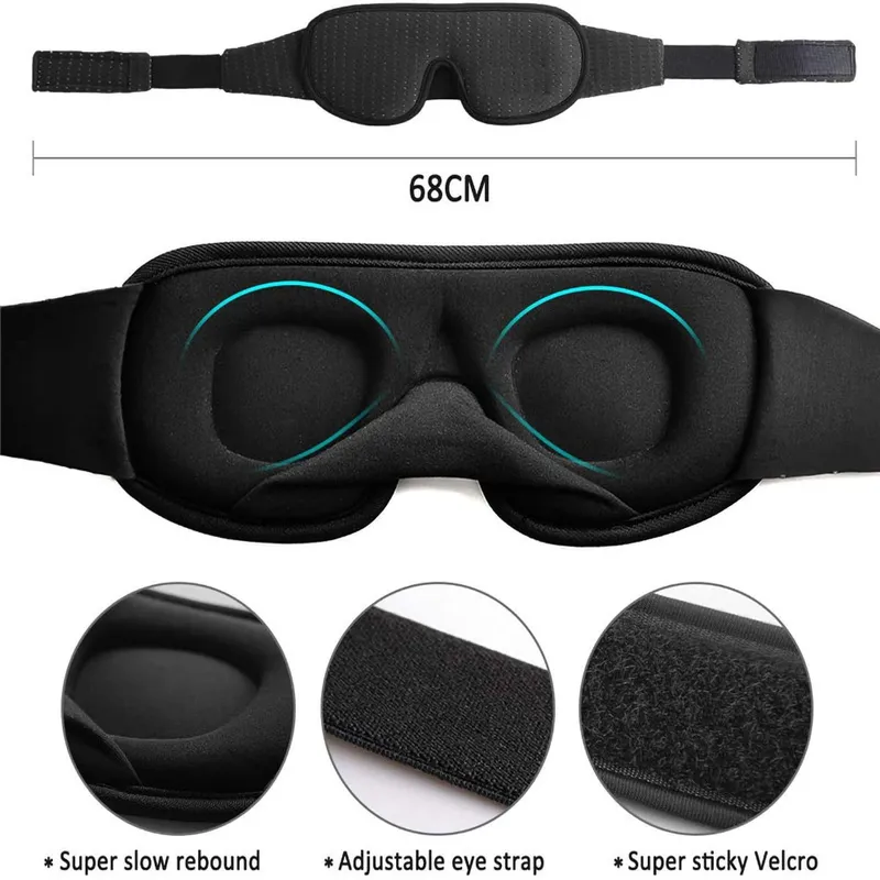 3D Sleeping Mask Block Out Light Soft Padded Sleep Mask For Eyes Slaapmasker Eye Shade Blindfold Sleeping Aid Face Mask Eyepatch CX220516