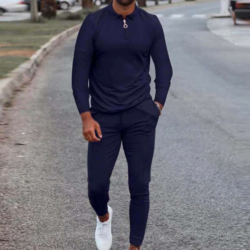 Mens Tracksuit Spring Autumn Clothes Sportwear Set Long Sleeve Polo Shirtpants Solid Sweatsuit Sports Suits For Male 220722