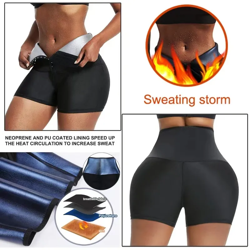 Allenamento Body Shaper Pantaloni da sauna Tute da ginnastica donna Pantaloncini dimagranti a compressione a vita alta Leggings da allenamento Thermo Wiast 220623