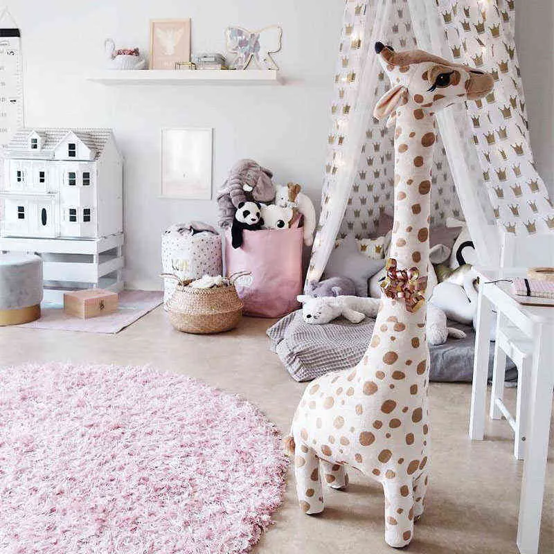 PC CM Ins Cartoon Giraffe Plush speelgoed Gevulde zachte mooie dierenherten voor baby bijbehorende poppen kinderen kamer decoratie cadeau j220704