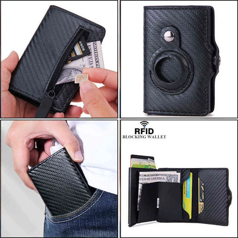 RFID Birtag Wallet Saco de couro Card de couro Small Men Women Walets Small Burse Air Tags Bolsa de caixa para BPPLE BIRTAGS RATURA H269H