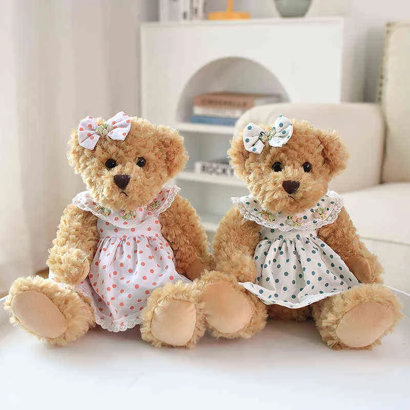 Peça CM Kawaii Casal Teddy Bear Cuddle Dolls Pillow de animal macio para crianças meninas de aniversário Decoração de Natal J220704