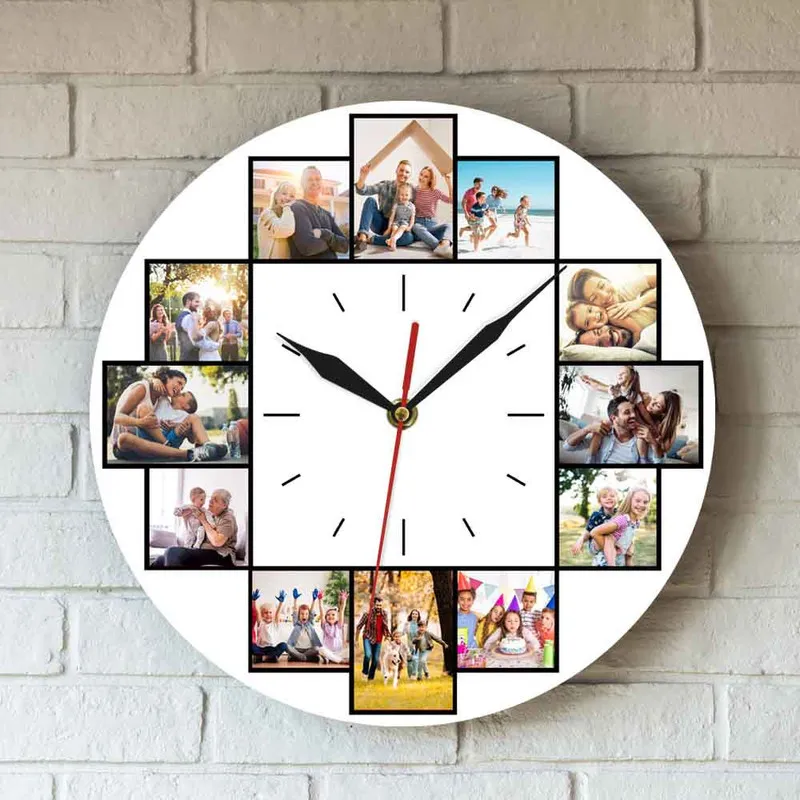 Collage Pos Instagram Collage Collage acrylique Imprimé Horloge Picture personnalisée Mur Hanging montre Gabille