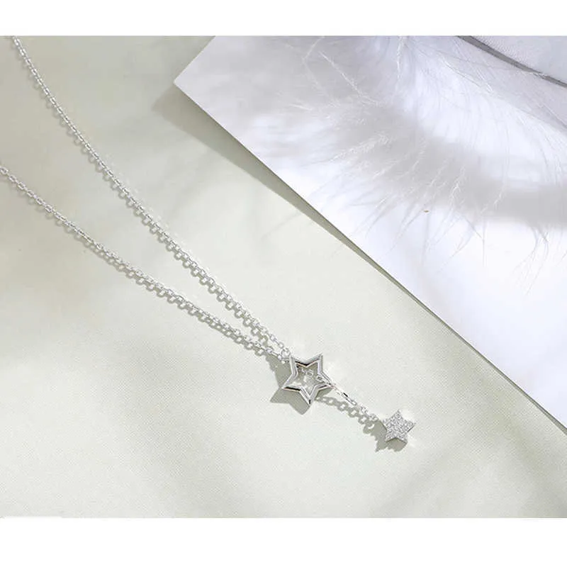 Colliers couleur argent étoile Lariat pour femmes, chaîne ras du cou exquise, pendentif fleur papillon, bijoux cadeaux de fête de mariage