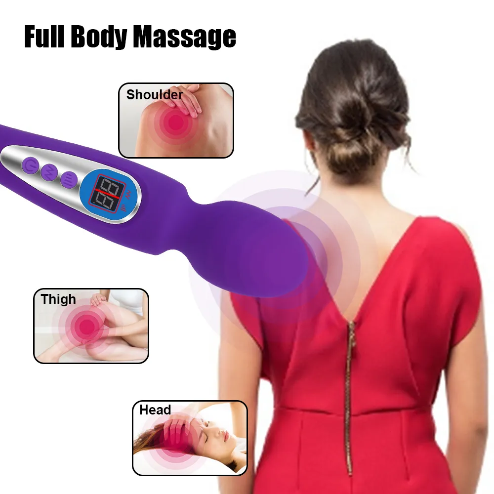 AV Magic Wand Sexiga leksaker för kvinnor Par som vibrerar Dildo G-Spot Massager 9 Frekvens 8 Modes Clitoris Nipple Stimulate