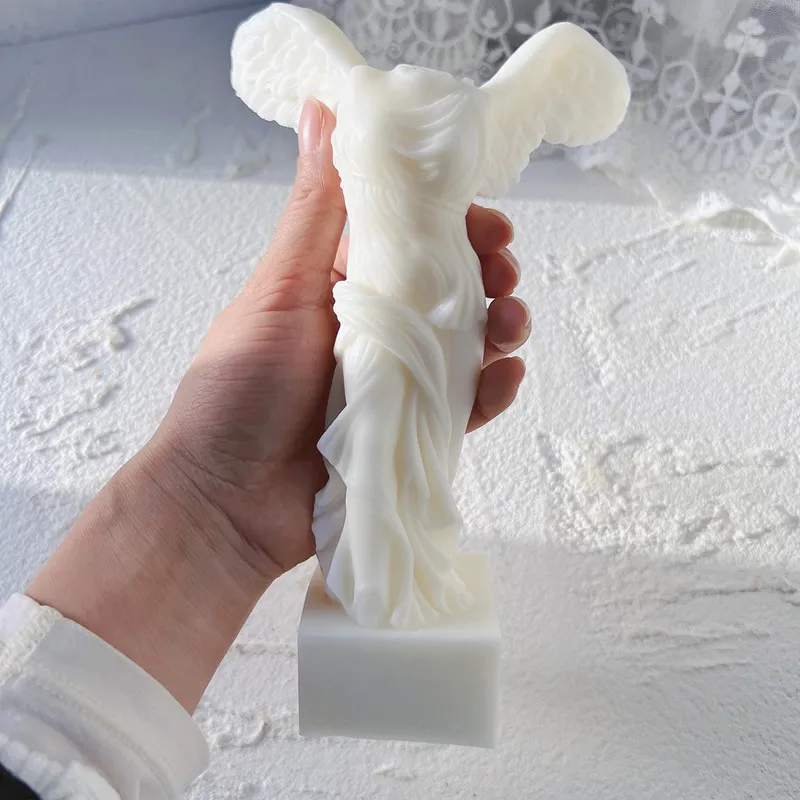 Samothrac Winged Victory Candle Mold Greek Statue Goddess Silicone Angel Figurine Sculpture Art Wax Candles Mould 220531240T