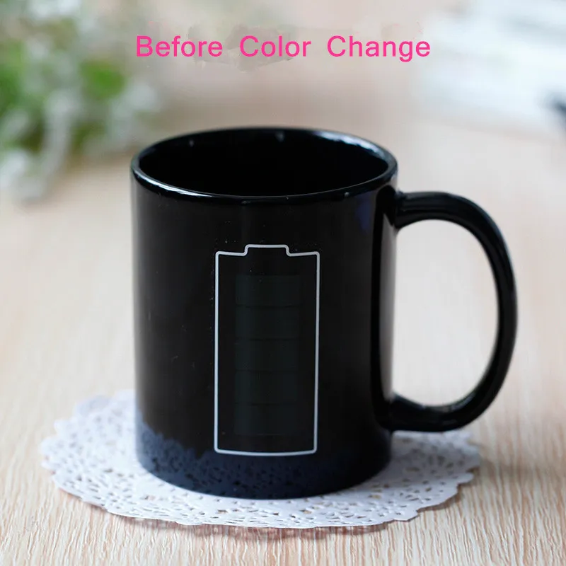 Battery Magic Mugg Positiv energi färgväxling kopp keramisk missfärgning kaffe te mjölk muggar nyhet gåvor 220423