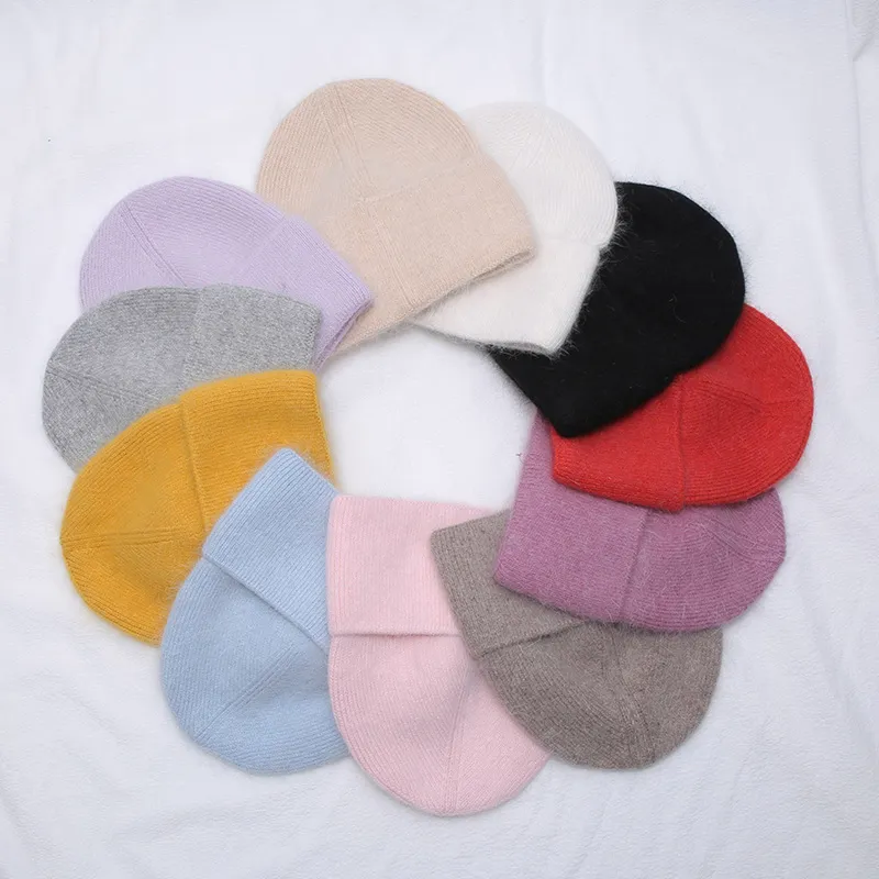 Jesienne zimowe kolor stały Kolor prawdziwe kaszmirowe czapki dla kobiety kaszmirowe unisex ciepłe dzianinowe hurtownia kapelusza 220812