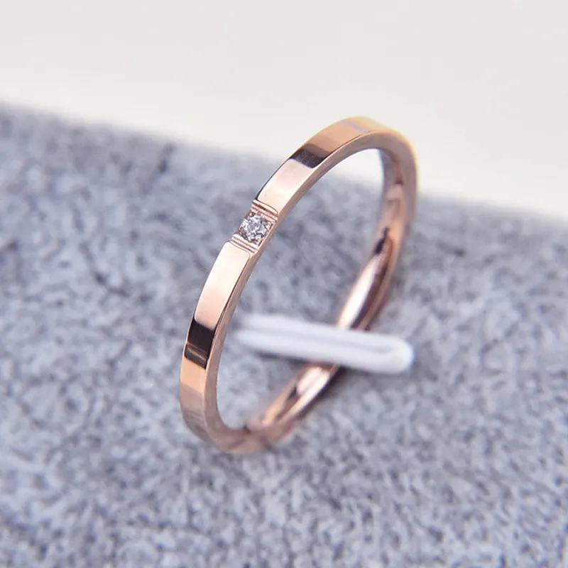 1 mm dun stalen zilveren kleur paar ring eenvoudige mode rosé goud vinger voor vrouwen en mannen heren geschenken 220719