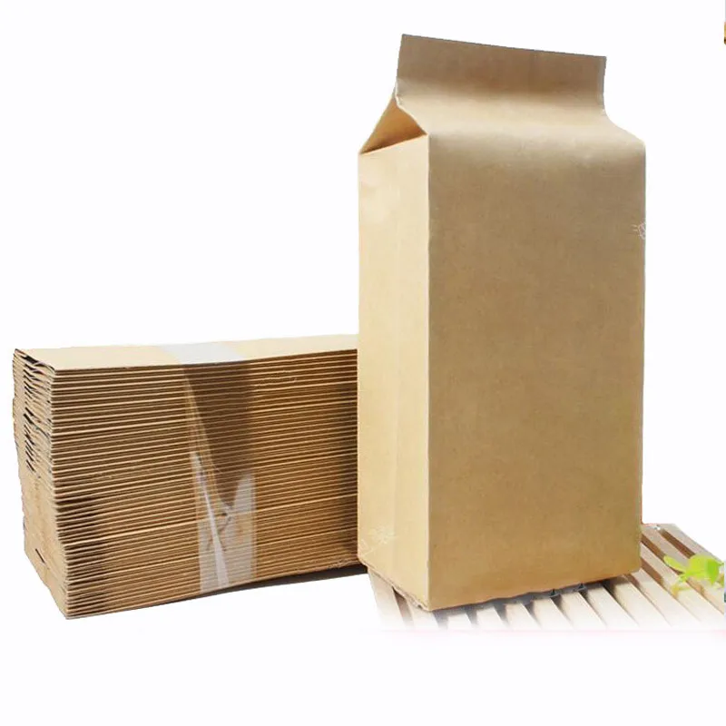 Top Open Kraft Paper Aluminum Foil Plated Bag Heat Seal Side Gusset Pouch for Tea Coffee Food Packaging Wholesale