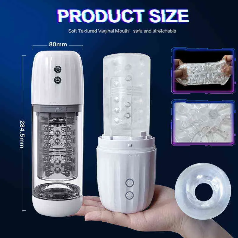 NXY Masturbators SexMasturbator Sexy Toy for Male Men Ipx8 Waterproof Rotation Sucking Masturbation Cup 14 Modes Vaginal Temptation Moan 220427