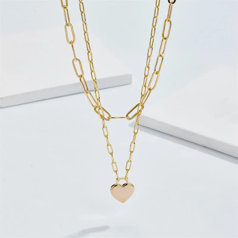 Colliers pendentifs Fashion Femmes Simple Double couche coeur Paper Collier Chaîne Collier Sexy Party JewerlyPendant 305n