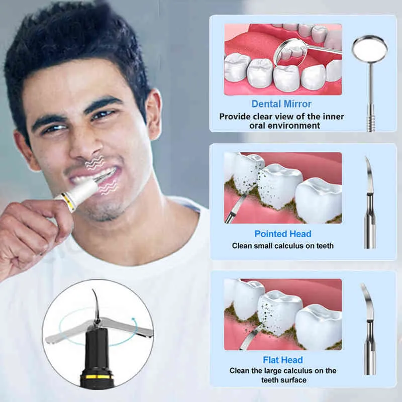 Higiene oral Pulido de limpieza dental escalador dental ultrasónico para dientes blanqueamiento limpiador de la limpieza del diente del diente del cálculo del cálculo del tártaro manchas de placa 220812