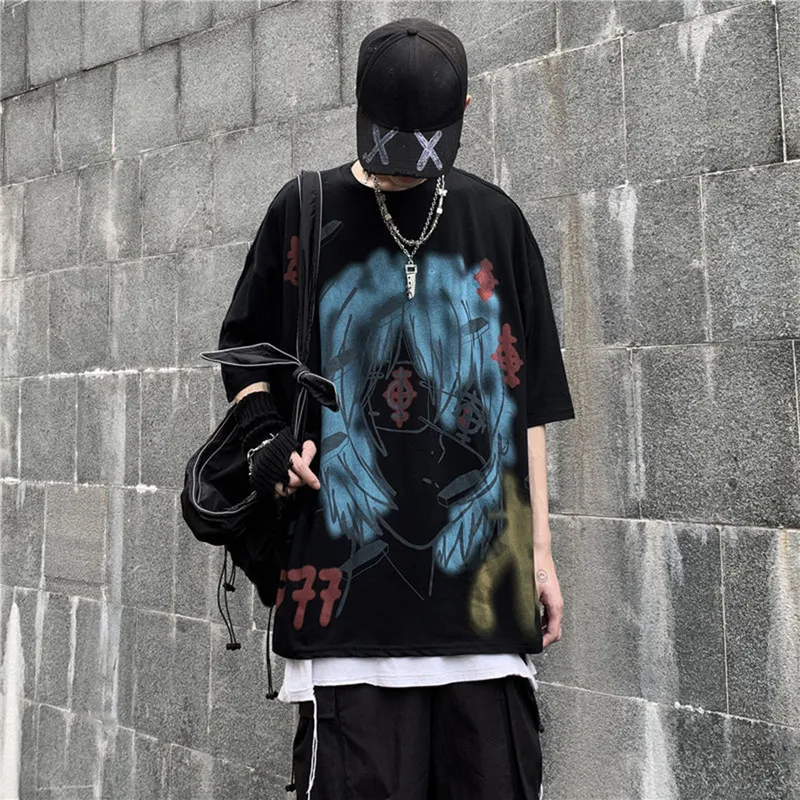 Graffiti Hip Hop T Shirts Mens Plus Size Streetwear Fashion Harajuku T -shirt Zomer Korte mouw T -shirt Women Tops 220407