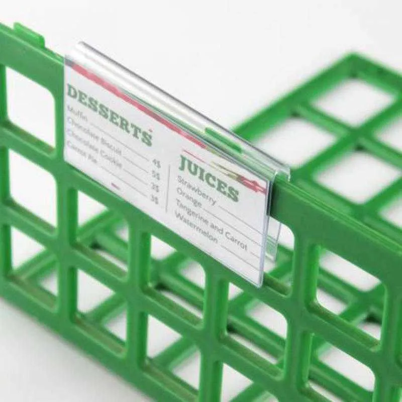 10 8 6CMX4 2CM Clear Plastic PVC Tag Sign Label Display Clip Holder For Supermarket Store Wood Glass Shelf Montering 300i