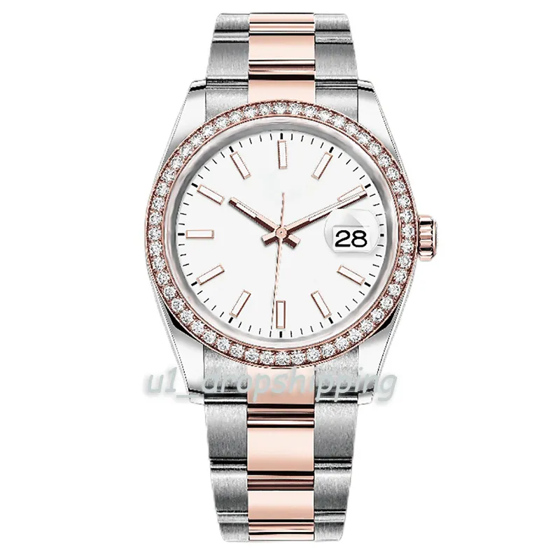 Drop - Montre mécanique automatique Montres pour hommes et femmes Lunette en diamant Bracelet en acier inoxydable wrtstwatch281t