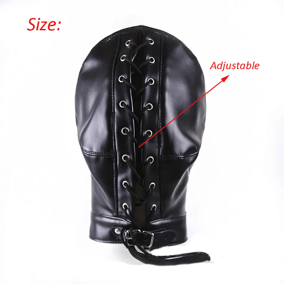 Camatech Pu Deri Hood Headgear Bondage Yetişkin Oyunları Fetiş Açık Ağız Burun Tam Yüz Maskesi BDSM ROL PLAY KOSTUMU SEXY TOYS