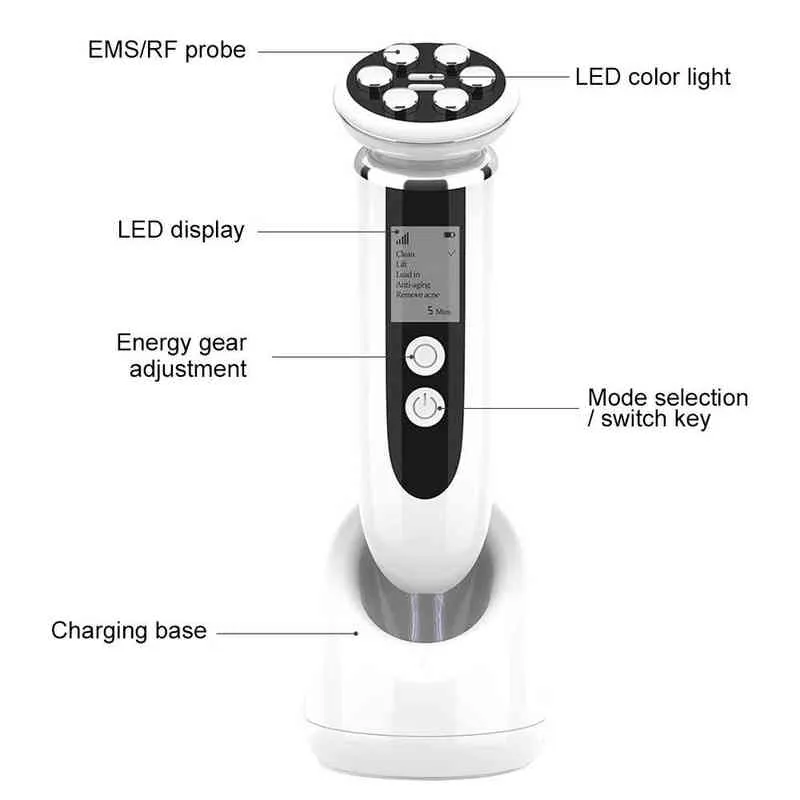 Anti envelhecimento ems mesoterapia eletroporação rf radiofrequência led led fóton cuidar de pele luminária de face Fache aperte a beleza Machin 220516