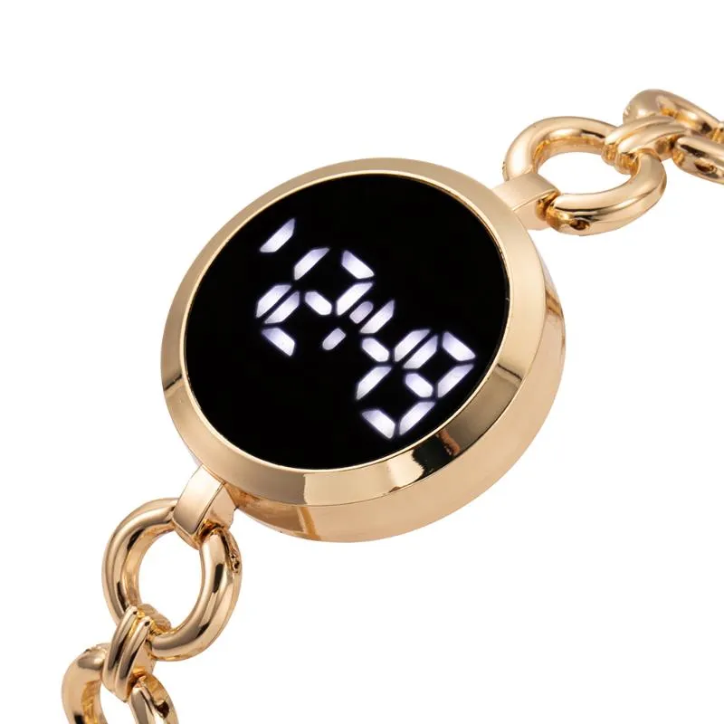Relógios de pulso de luxo relógio esportivo para mulheres eletrônico led digital relógios de pulso moda ouro senhoras pulseira relógio montre femmewristwatches