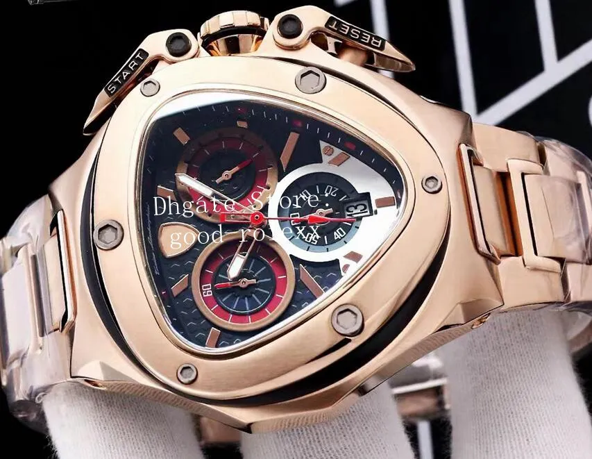 5 Style Men's Chronograph VK Quartz Watch Men 66th Anniversary Watches Men Sport Racing Car Rose Gold Leather Tachymetre Cale207k