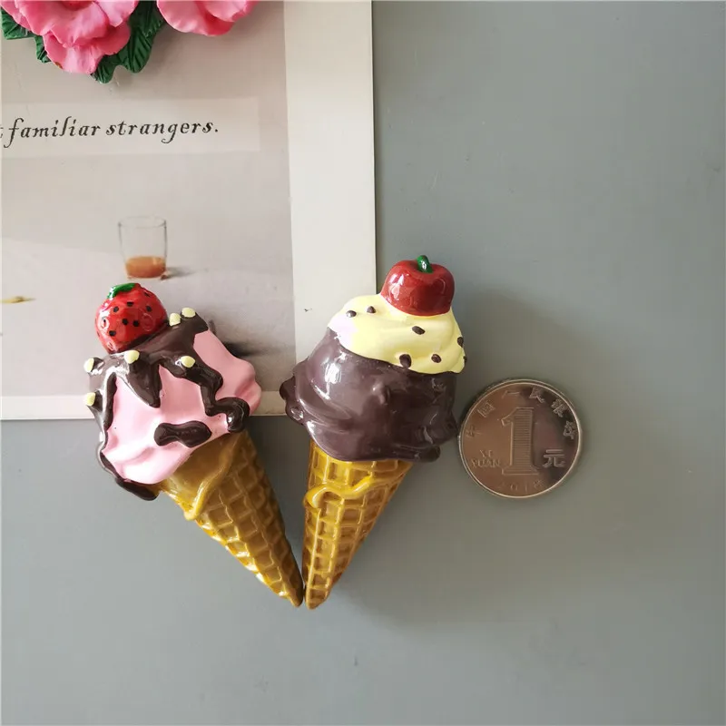 5 Al 1 3D Simülasyon Gıda Gıda Sevimli Koni Dondurma Çikolata Buz Reçine Buzdolabı Mıknatıs Tatlı Üretimi Toptan Üretim 220718