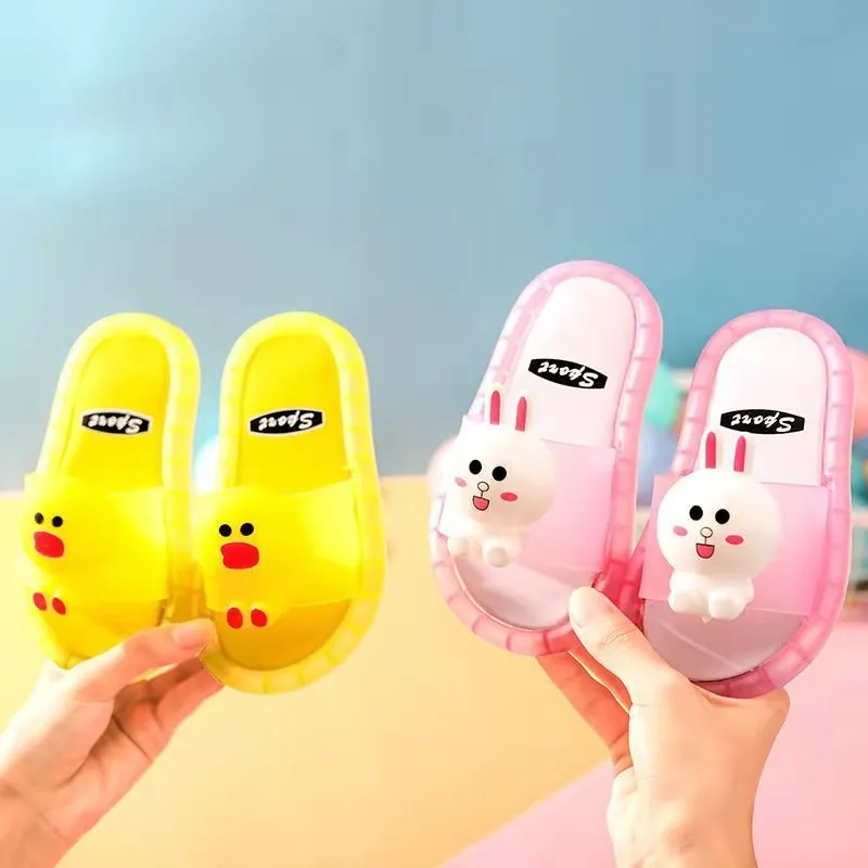 Luminous Slippers Children Shoes Comfortable Led Light Kid Baby Home Shoes Cool Cartoon Smile Pattern Soft PVC Nonslip Footwear 220701