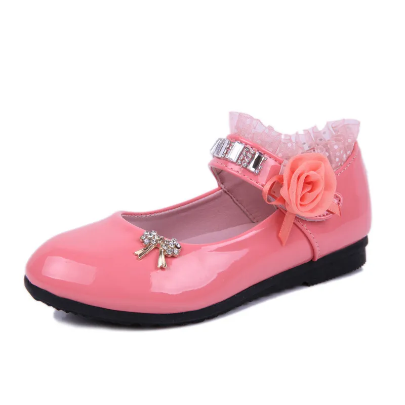 Bambini eleganti principessa PU sandali in pelle bambini ragazze vestito da sposa partito scarpe perline ragazze 220409
