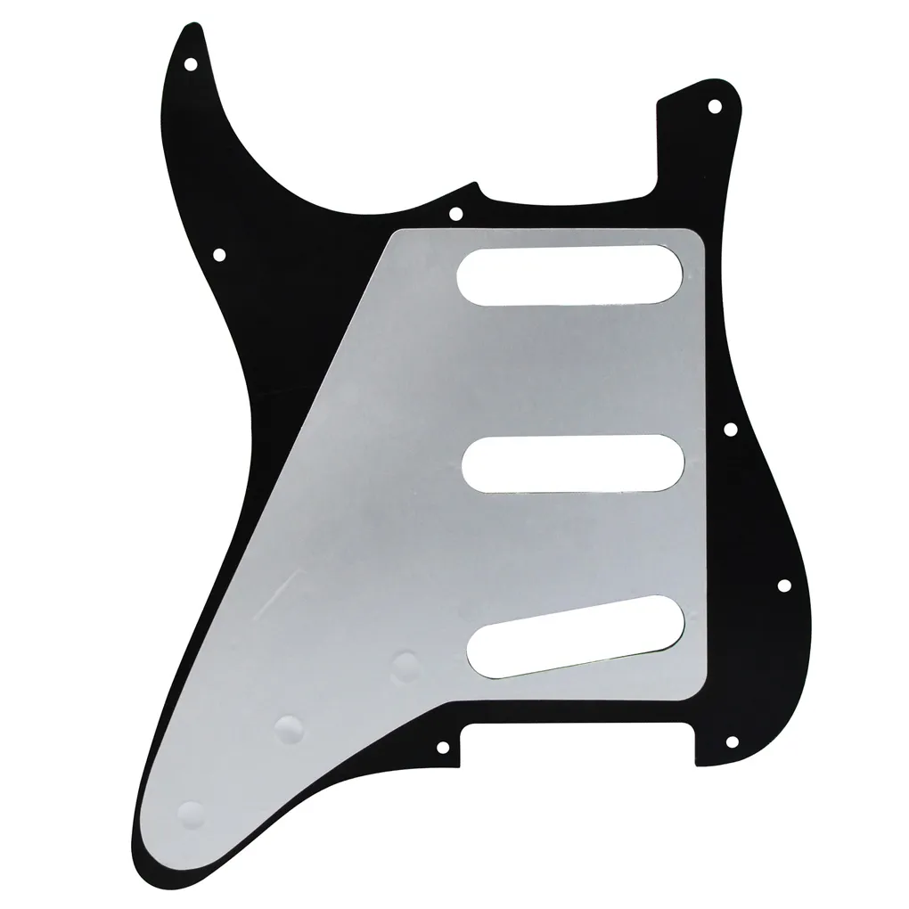 Set of 11 Holes SSS Electric Guitar Pickguard 1Ply Back Plate Single Coil Pickup Covers Guitar Knobs Switch Tip